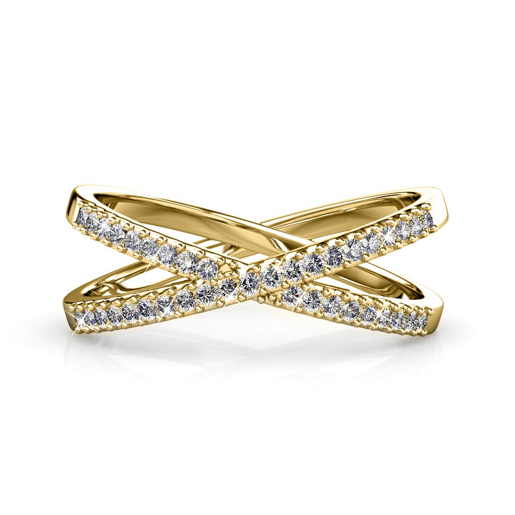 X Ring - Gold and Crystal