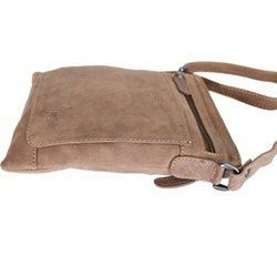 Bolso de hombro de cuero Taupe - Bolsa de cuerpo cruzado hecho de cuero con tope