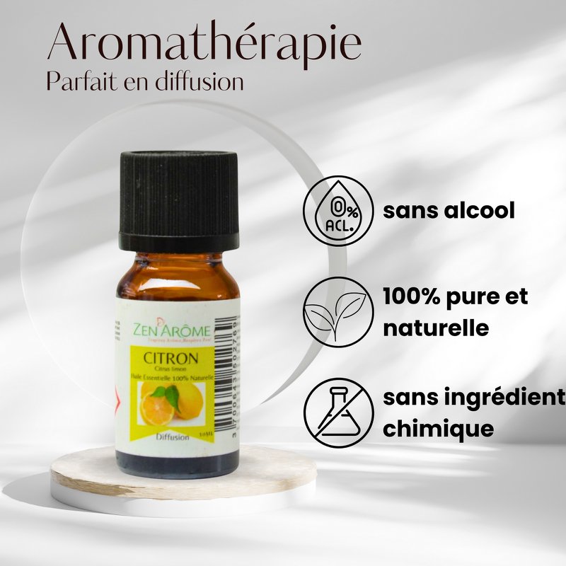 Aceite esencial - Limón - 10 ml - Uso para difusión - Envasado en Francia