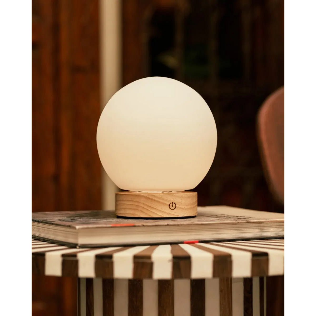 Flore Lichtbruine Houten Oplaadbare Lamp