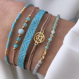Bracelet set 925 silver gold plated turquoise v