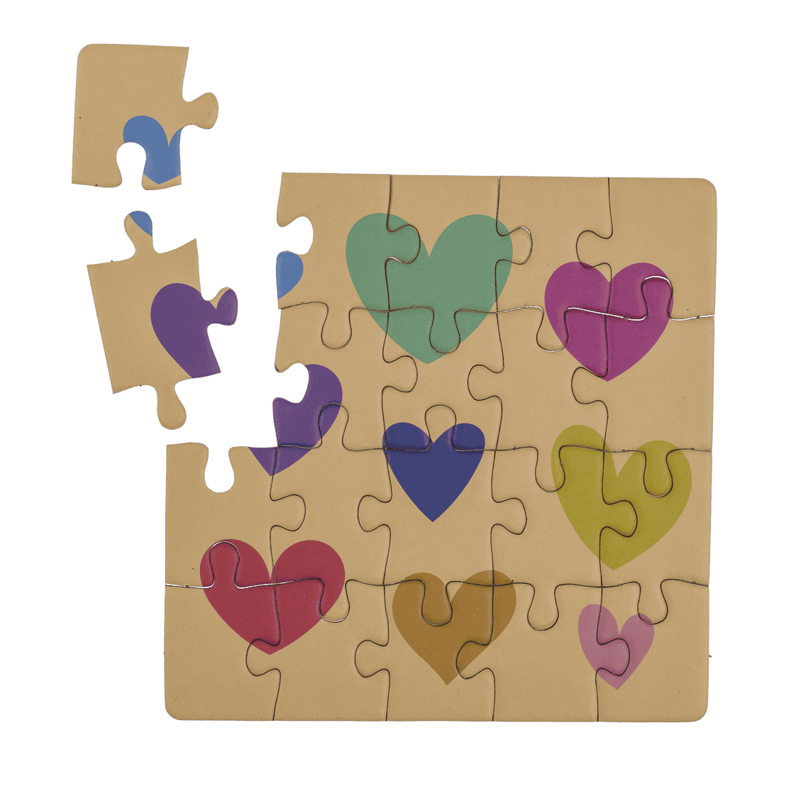 Square shaped gift card, puzzle, Birthday,