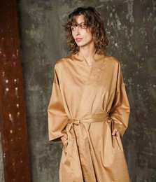 Bademantel Kimono Chess IQ Zimt