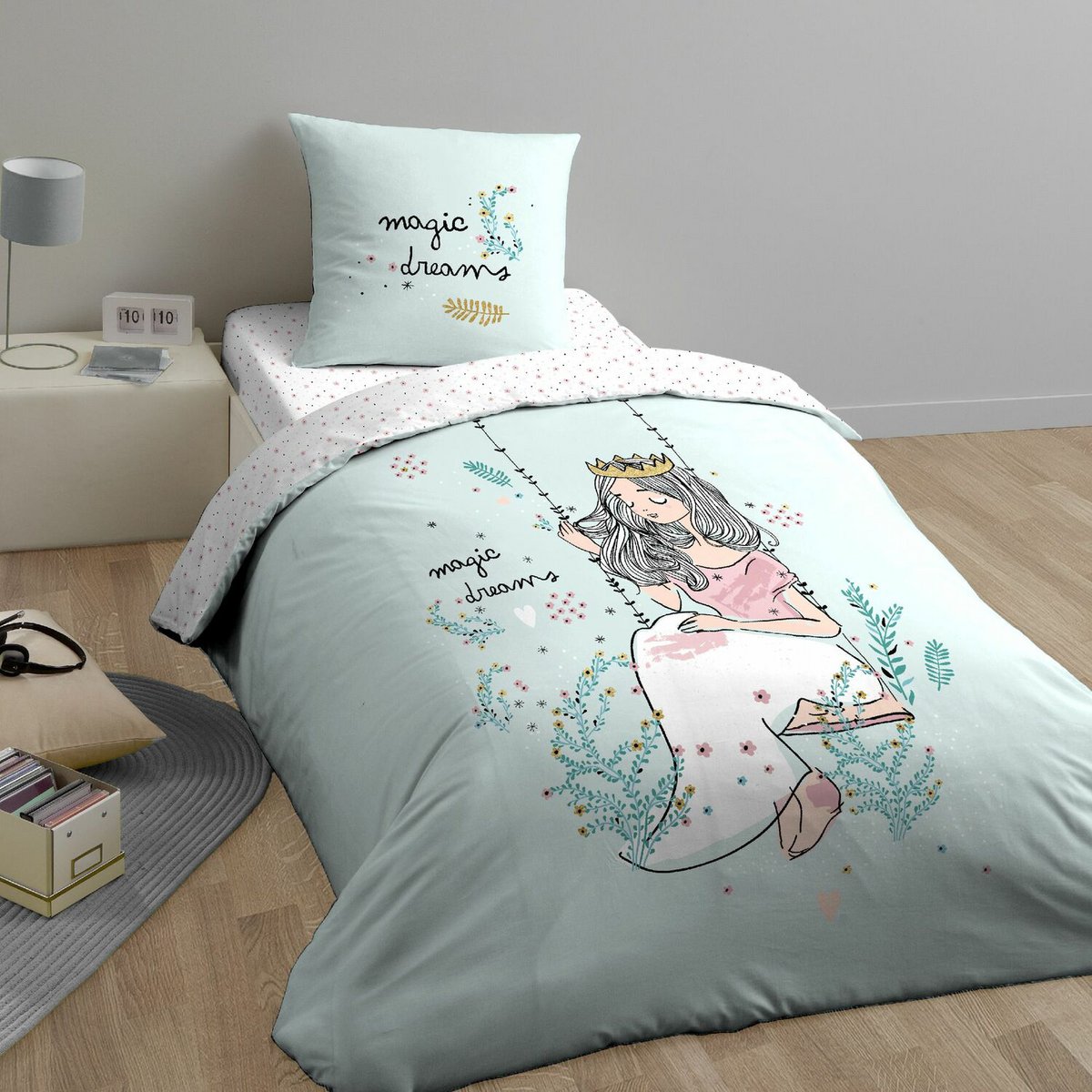 REVERSIBLE DUVET SET 2PCS 140X200CM ORGANIC COTTON 57THREADS/CM-MAGIC