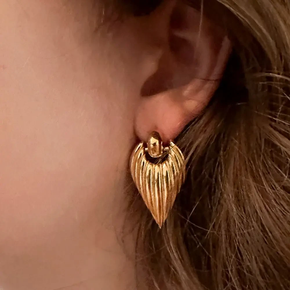 LOUIZ Gold Statement Earrings
