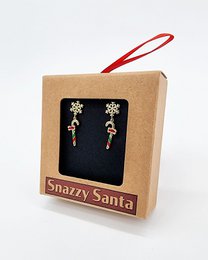 Earrings - Candy cane with snowflake