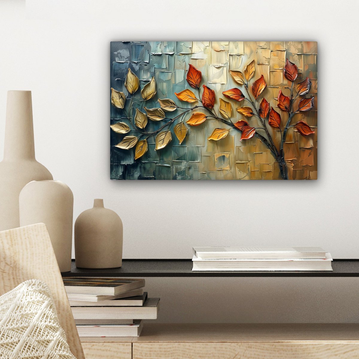 Canvas schilderij  - Wanddecoratie Boom - Abstract - Natuur - Kunst - Muurdecoratie woonkamer - Kamer decoratie modern - Abstracte schilderijen