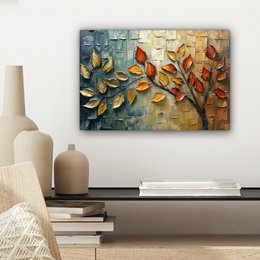 Canvas schilderij  - Wanddecoratie Boom - Abstract - Natuur - Kunst - Muurdecoratie woonkamer - Kamer decoratie modern - Abstracte schilderijen