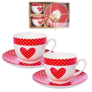 Tasse und Untertasse Porzellan Herz Tecka 280 ml 2 PCs