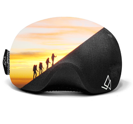 Climbers Goggle Protect - Kids Sunglasses with silhouettes of hikers against a sunset sky. Durable, lightweight frame with UV protection.