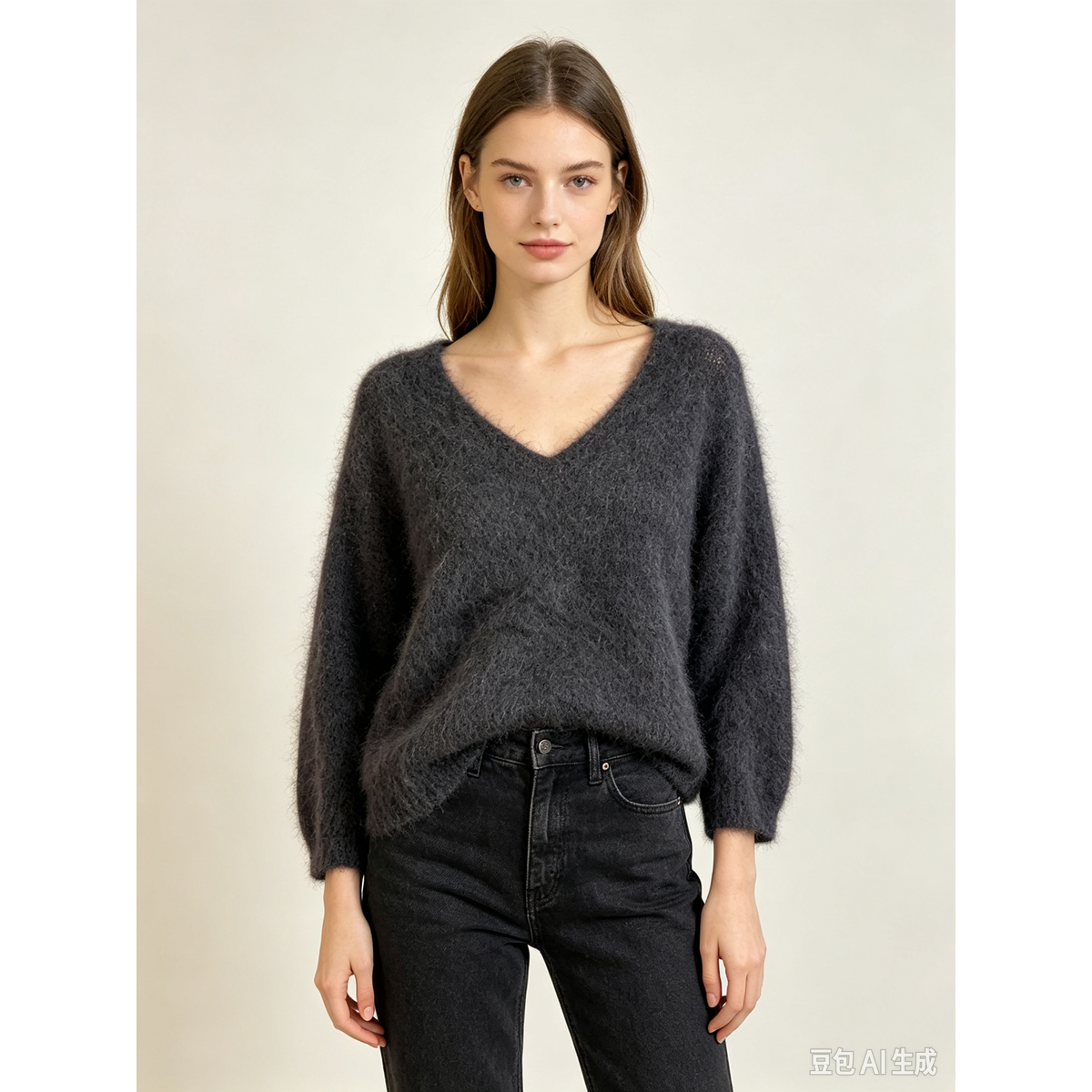 Mohair trui met V-hals REF. 7714
