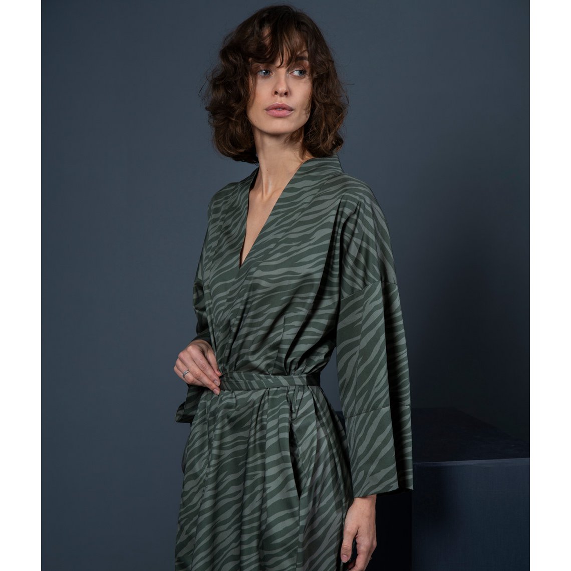 Bathrobe Kimono Zebra Moss