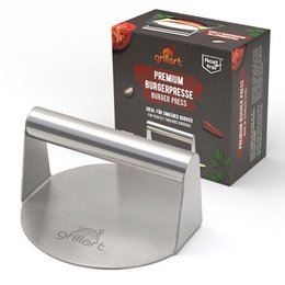  Premium burger press made of high-quality stainless steel for smashed burgers, includes 30 pieces of burger paper.

The premium burger press is made of high-quality stainless steel, designed for creating delicious smashed burgers. It includes 30 pieces of burger paper to help with the cooking process.