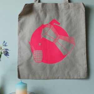 Stofftasche mit Kaffeemotiv grau