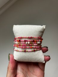 Handgemaakte armbandenset - pink02