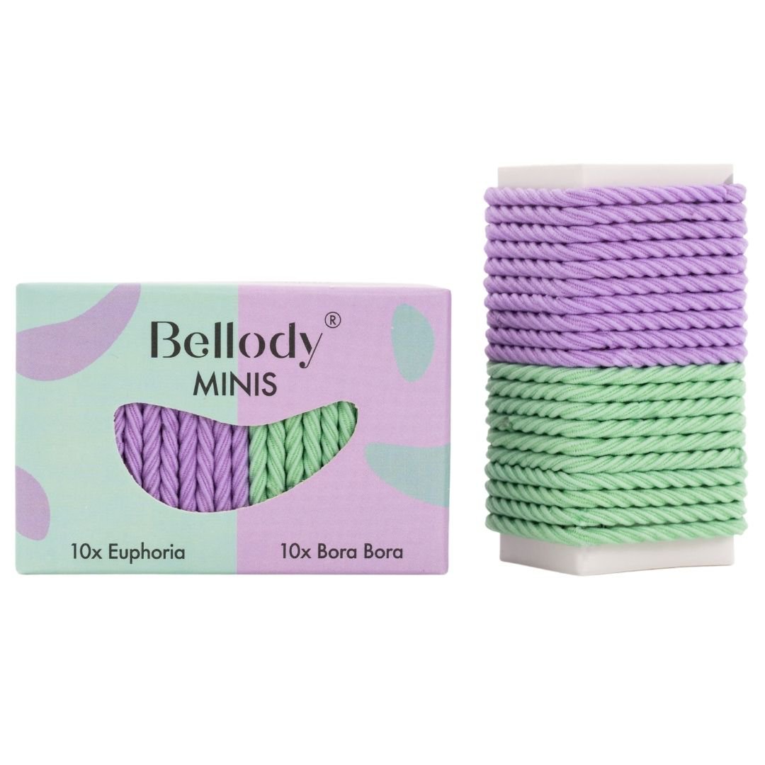 Bellody® Mini Élastiques à Cheveux (20 pcs. - Menthe & Violet - Paquet Mixte)