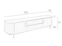TV cabinet in walnut wood and gold steel 3227