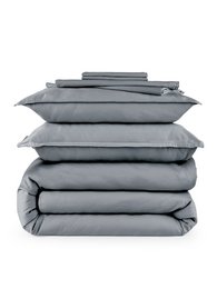Soft, breathable sateen sheet set in 6 neutral colors - white, pearl, light gray, dark gray, mint, and pale blush. Available in twin, queen, and king sizes.