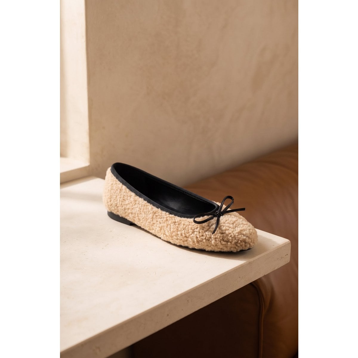 TED BEIGE – Ballerina's van imitatiebont
