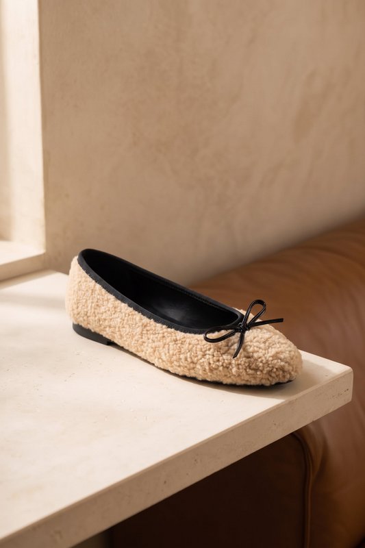 TED BEIGE – Ballerina's van imitatiebont
