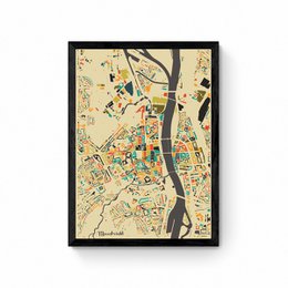  Mosaic city map poster featuring a colorful abstract design with various shapes and patterns. Available in multiple sizes and framing options.