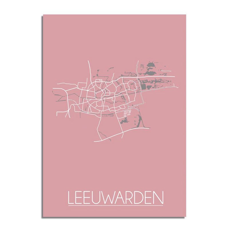 Leeuwarden Map poster Pink