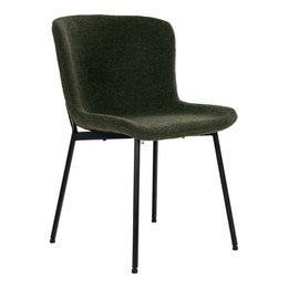 Maceda Dining Chair - Dark Green Bouclé, Black Legs - Set of 2