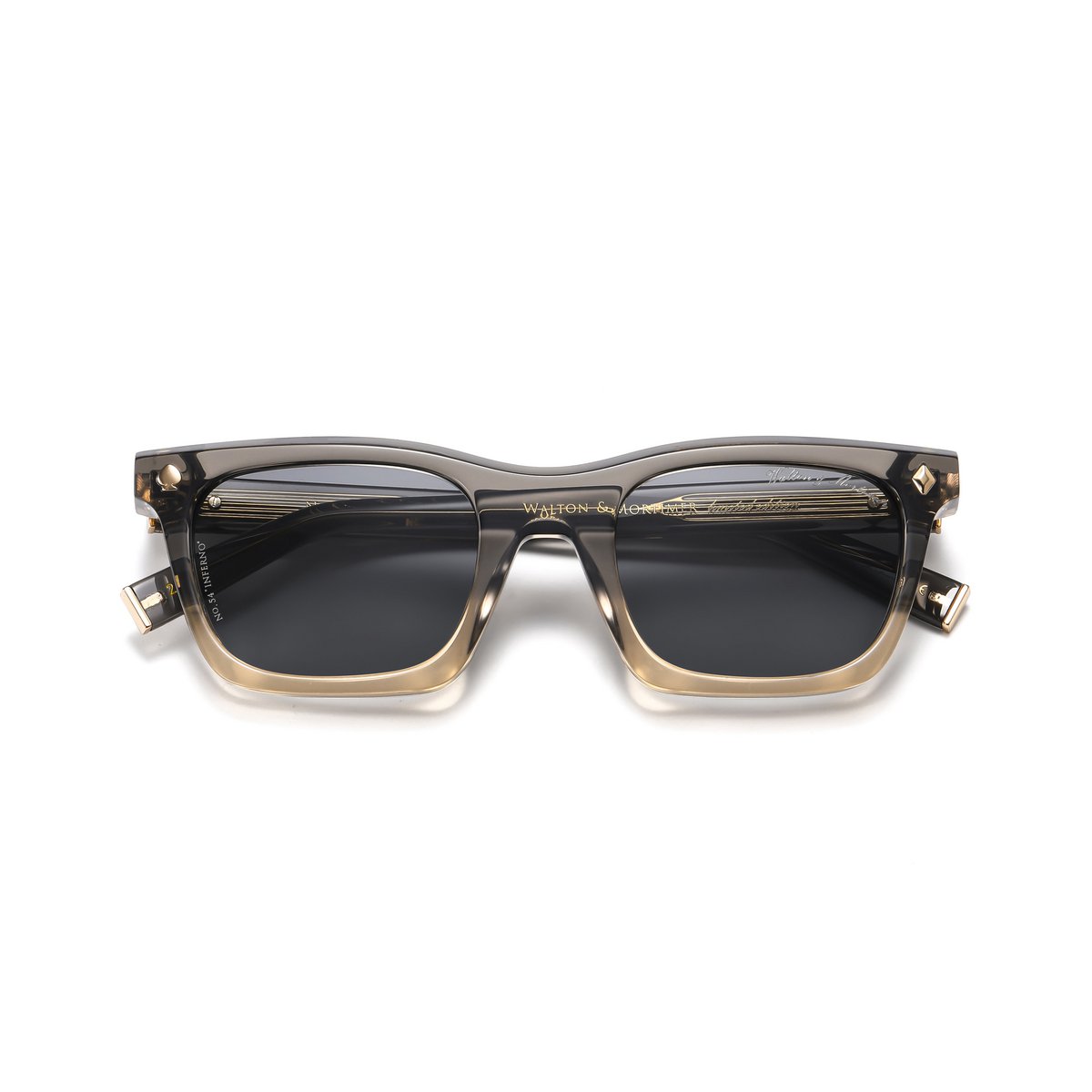Walton et Mortimer NO. 54 : Lunettes de soleil grises transparentes "Inferno"