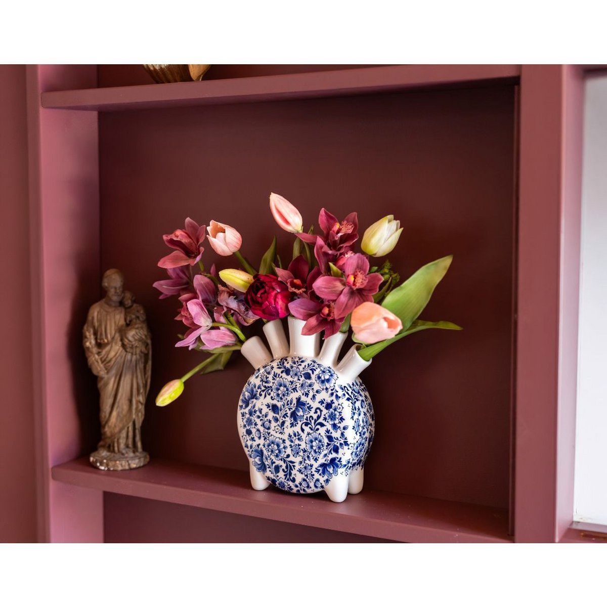 Tulpenvaas Delfts blauw rond