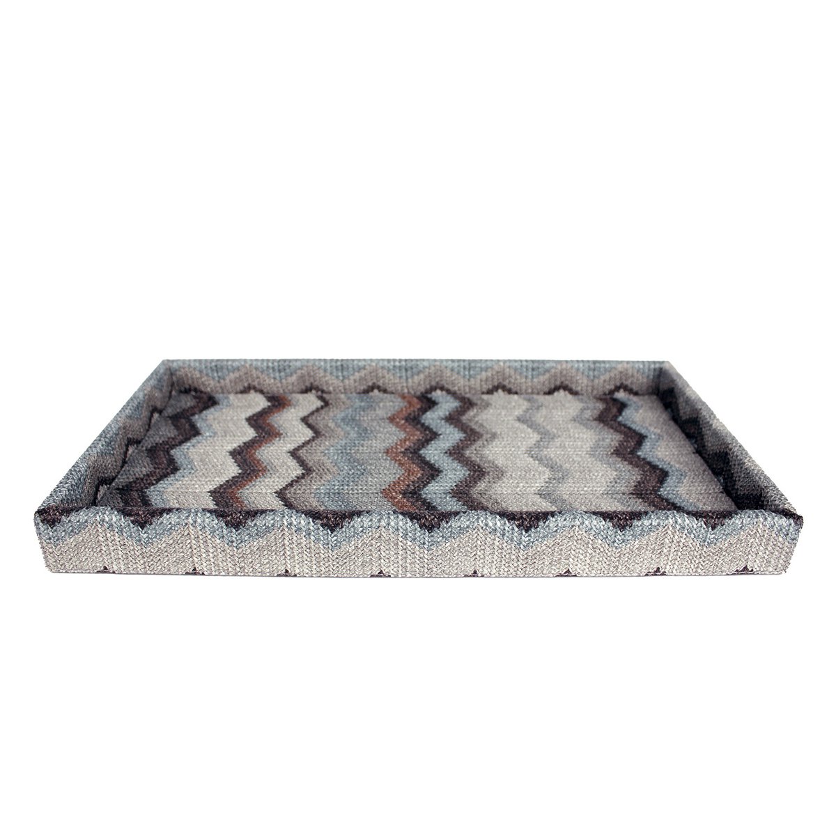 Comprimé plateau cosmétique gris en cuir artificiel rectangulaire zigzag gris
