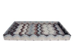 Comprimé plateau cosmétique gris en cuir artificiel rectangulaire zigzag gris