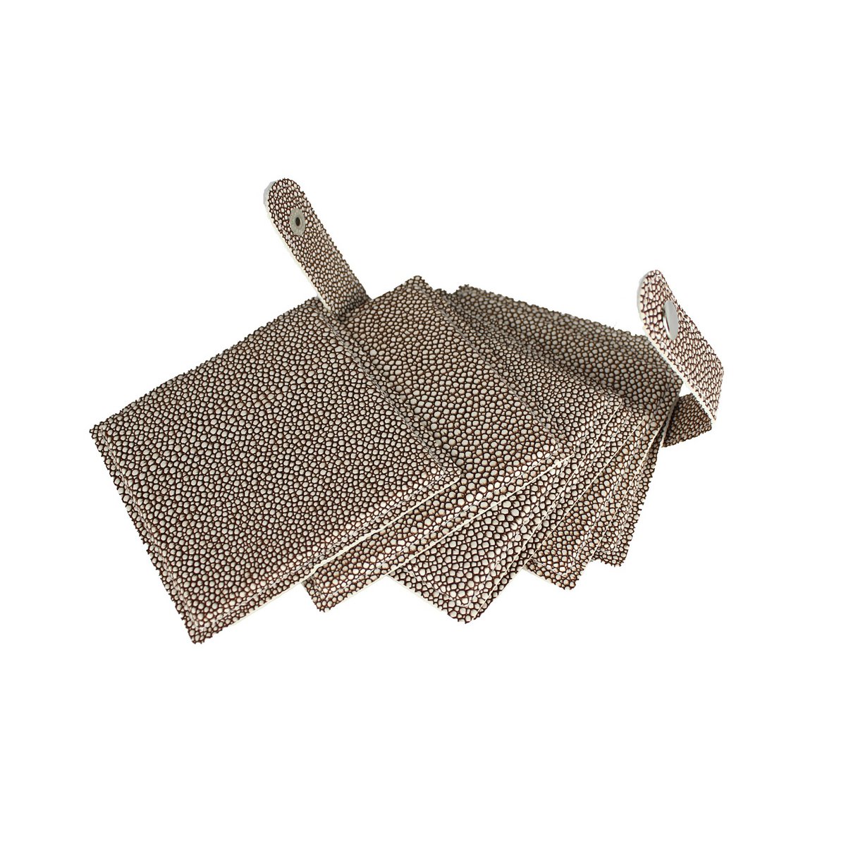 Glass coaster 6-er set ray synthetic leather brown coasters