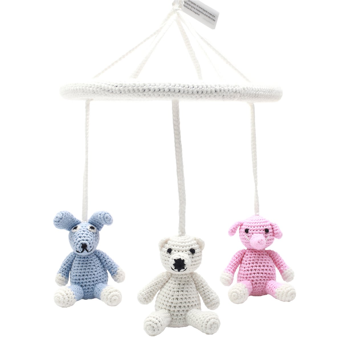 Mobile - Elephant (light pink), Polarbear and Rabbit (Light Blue)