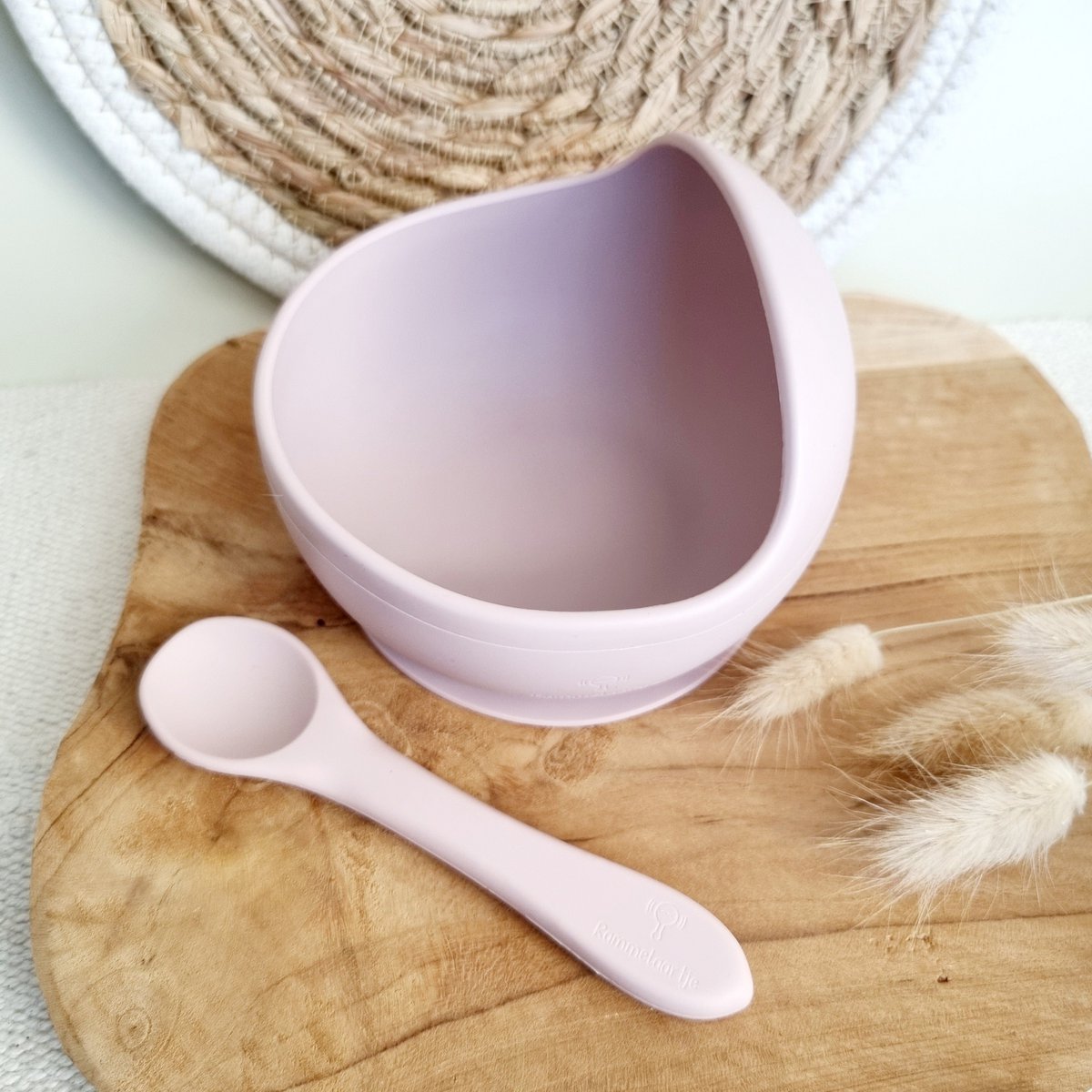 Silicone bowl with suction cup and spoon - Soft Pink