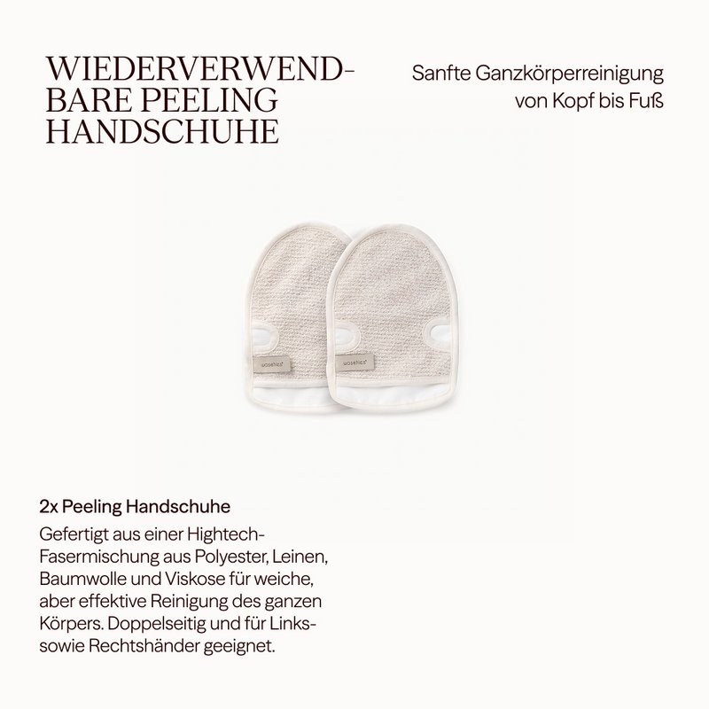 Reusable peeling glove for exfoliating and cleansing the whole body