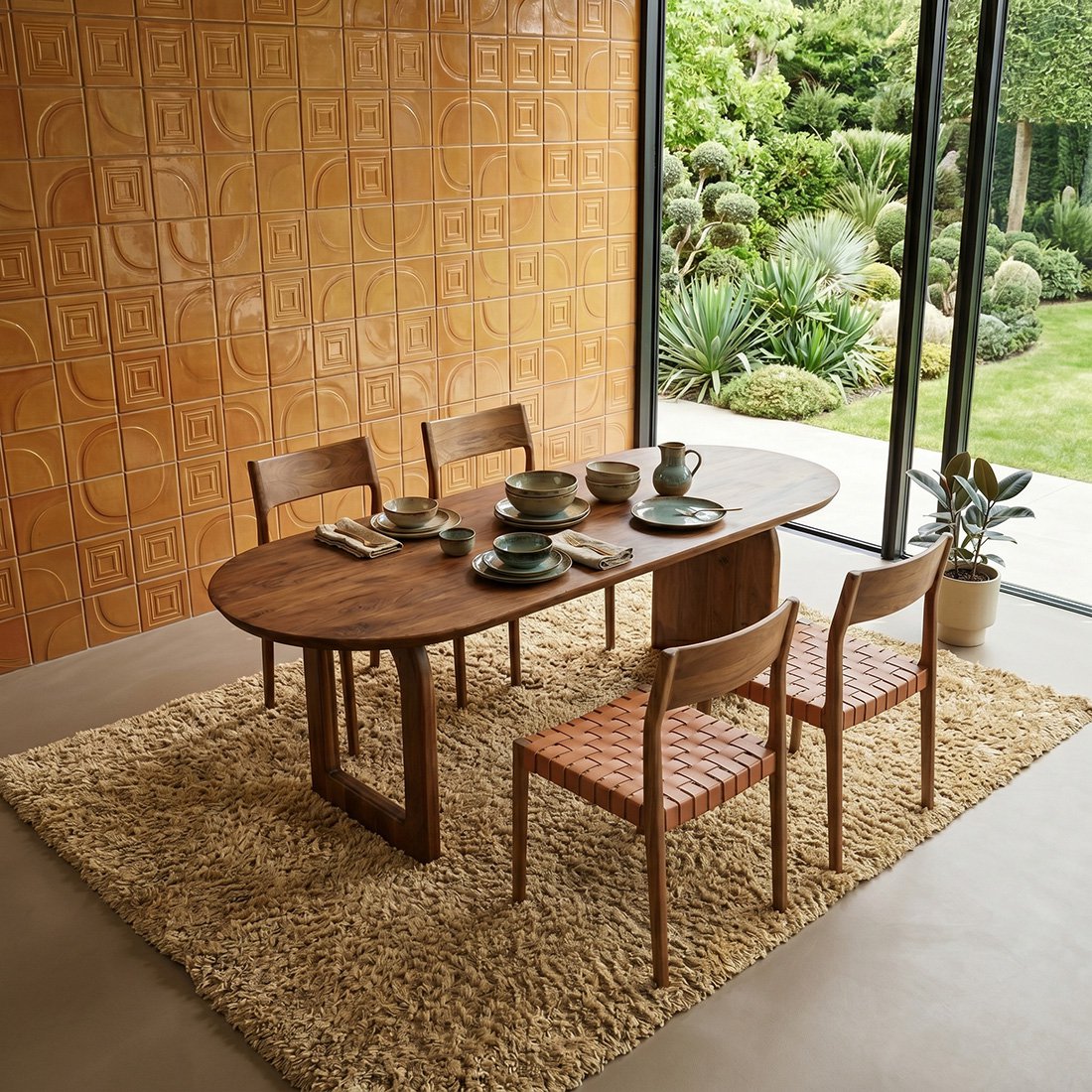 Esstisch aus Bullnose-Mangoholz, braun – Basismischung