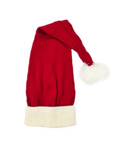 Kerstmuts - Rood met witte rand, plat gebreid