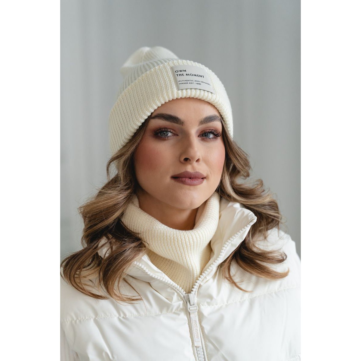 Ensemble bonnet et écharpe BRIGID NEW – 100% laine mérinos – écru