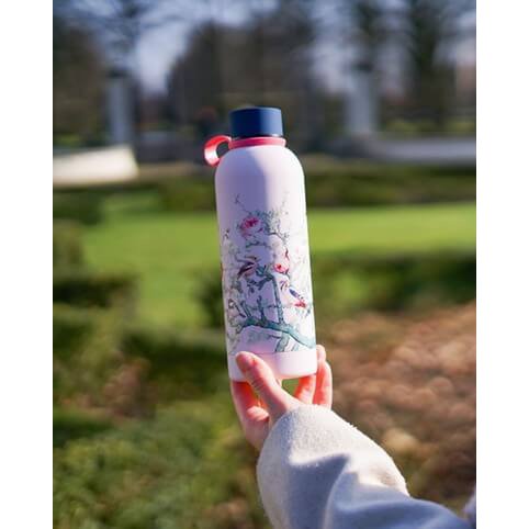 Water bottle forest birds pink