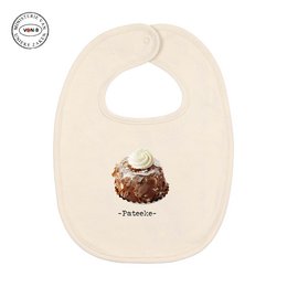  White baby bib with cupcake design. Made of soft, absorbent cotton material. Suitable for infants and toddlers.