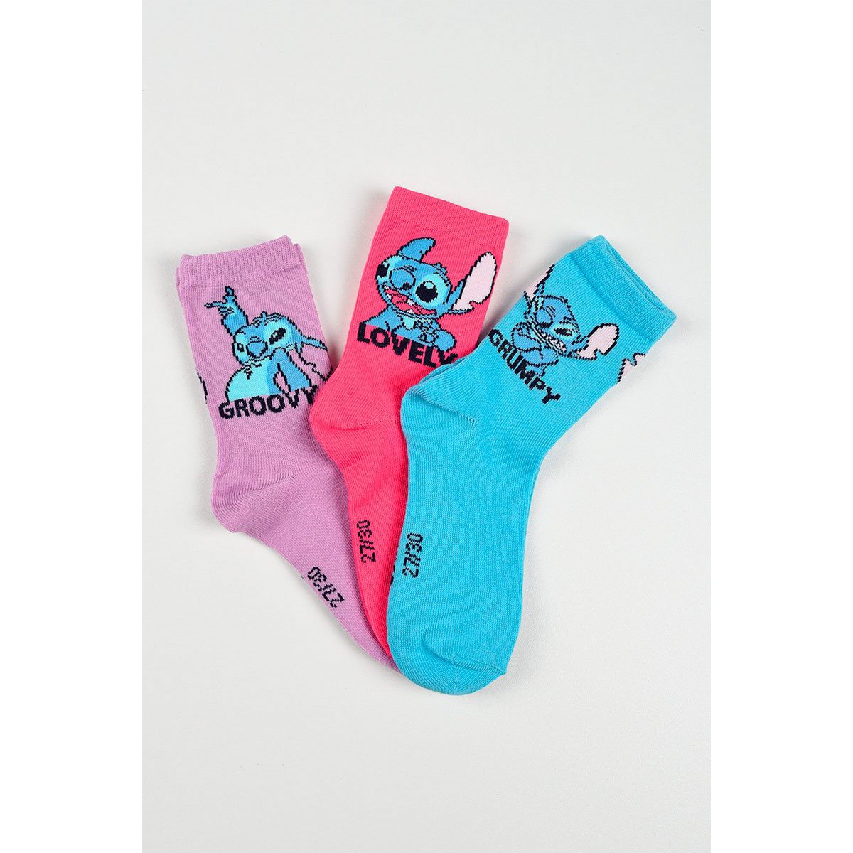 Lot of 96 Units | Pack 3 Lilo And Stitch Socks for Children | Officially Licensed Products | SUN CITY Group