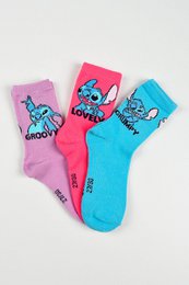 Lot of 96 Units | Pack 3 Lilo And Stitch Socks for Children | Officially Licensed Products | SUN CITY Group