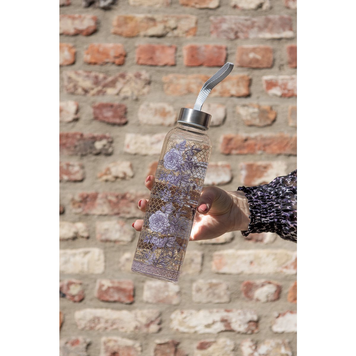 Glazen Fles 650 ml Glas Bloemen Waterfles