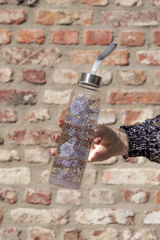 Glazen Fles 650 ml Glas Bloemen Waterfles