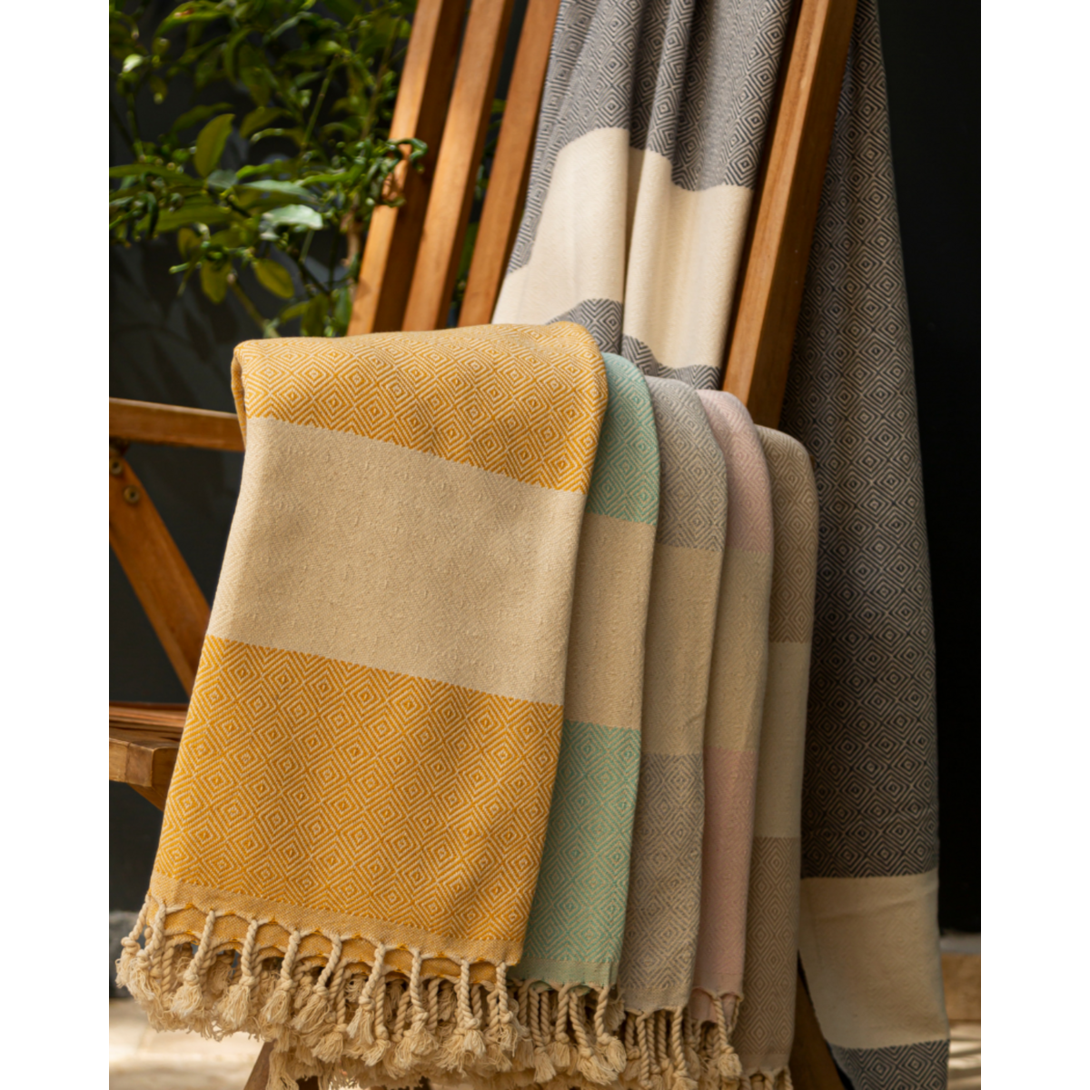 DIAMANT Telo da spiaggia e sauna per Hammam in cotone – Senza sabbia – Menta - 180x100 cm