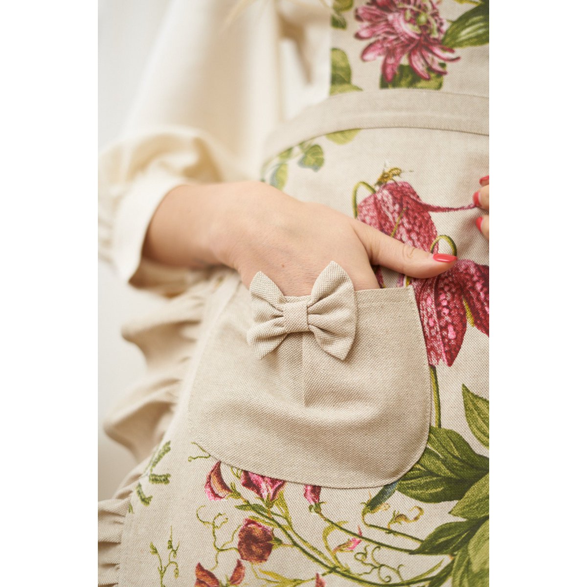 Ladies' Apron with Ruffles, Poly-cotton Mix, Printed | Botanico