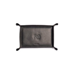 K0052AB | Plateau de poche rectangulaire en cuir véritable pleine fleur, à grain clair. Couleur noire. Fermeture par boutons pression finition argent brillant. Dimensions (fermé) : 17 x 11 x 3 cm
