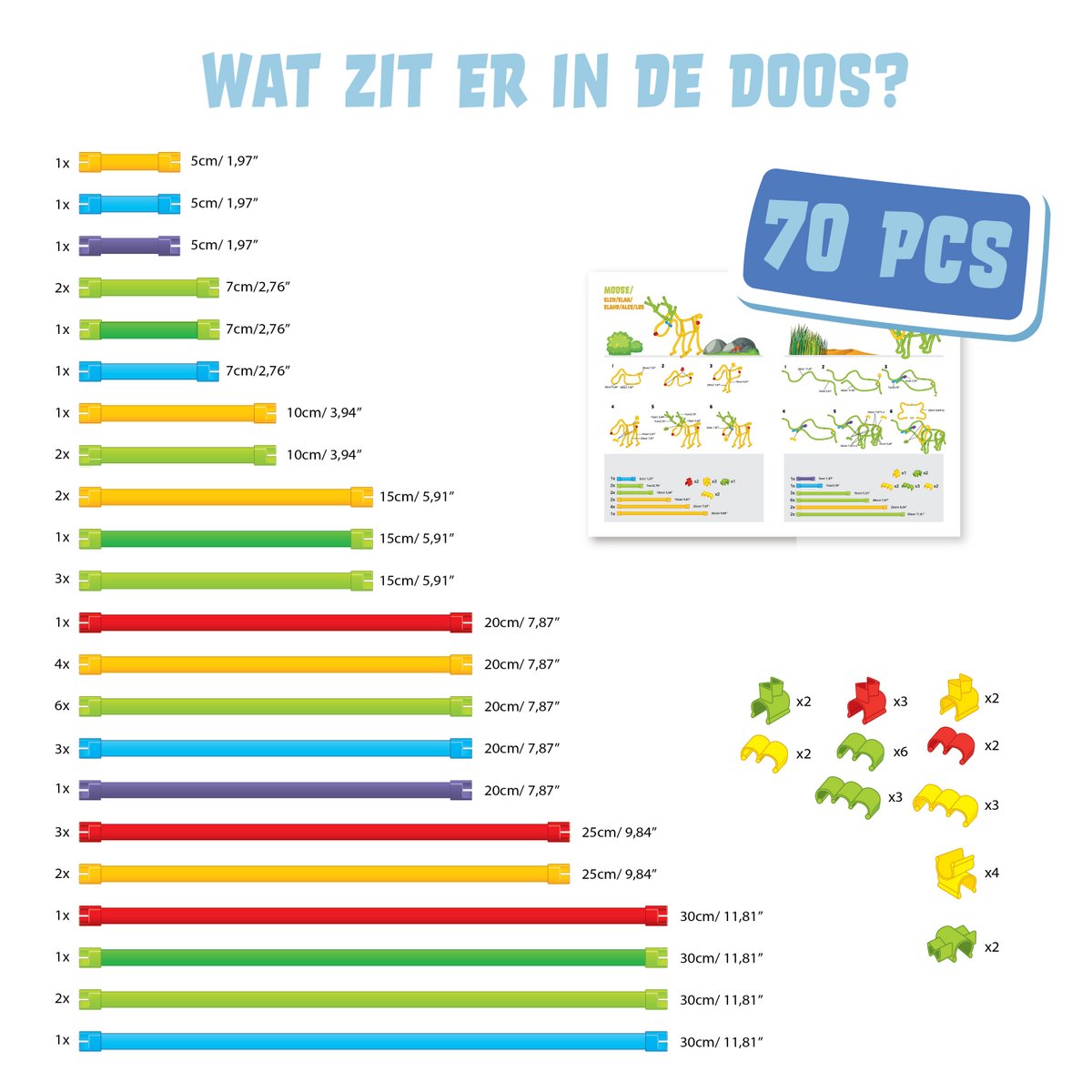 Spaghetteez 70stuks set- flexibele knutselstaafjes