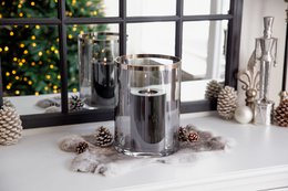 Zeus lantern with platinum edge, dark glass