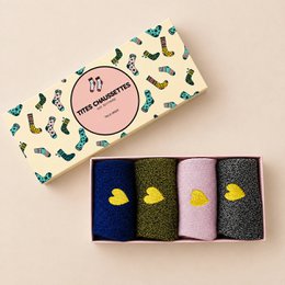 4er-Pack Damen-Socken aus Lurex und glitzerndem Herz I 35-41